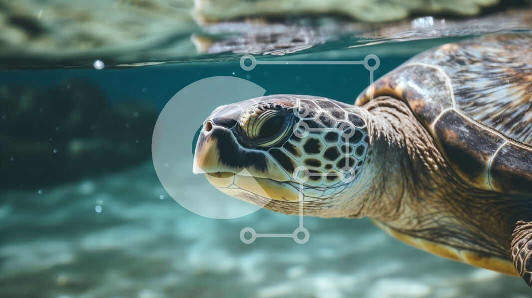 Intra Συλλεκτικό Ξύλινο Παζλ Plywood  4mm - Θαλάσσια χελώνα που κολυμπά υποβρύχια με το φως του ήλιου Σε Ξύλινο Κουτί - Διαστάσεις: 10x10 cm – 25 κομμάτια