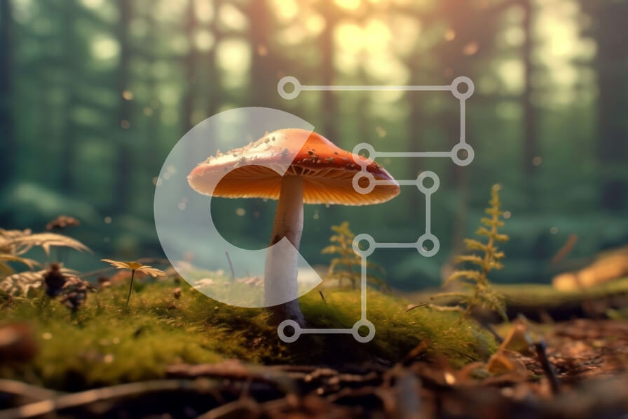 Intra Συλλεκτικό Ξύλινο Παζλ Plywood  4mm - Εκπληκτική εικόνα της καλλιέργειας μανιταριών σε ένα δάσος Σε Ξύλινο Κουτί - Διαστάσεις: 10x10 cm – 25 κομμάτια