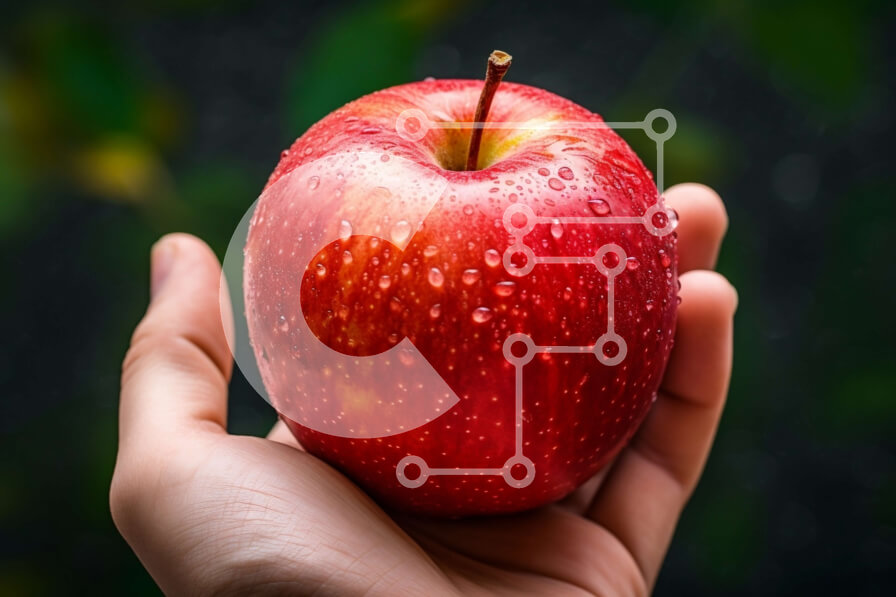 Σετ των 2 Intra Συλλεκτικό Ξύλινο Παζλ Plywood  4mm - Αναζωογονητική εικόνα ενός κόκκινου μήλου με σταγονίδια νερού Σε Ξύλινο Κουτί - Διαστάσεις: 10x10 cm – 25 κομμάτια