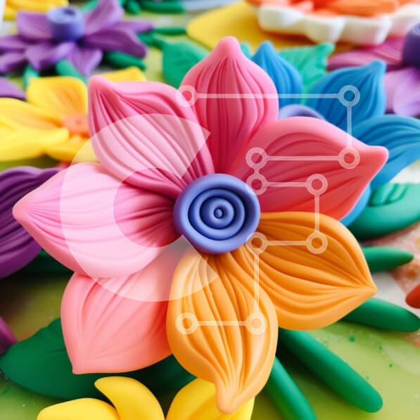 Intra Συλλεκτικό Ξύλινο Παζλ Plywood  4mm - Ζωντανά πλαστικά λουλούδια σε πράσινη επιφάνεια Σε Ξύλινο Κουτί - Διαστάσεις: 10x10 cm – 25 κομμάτια