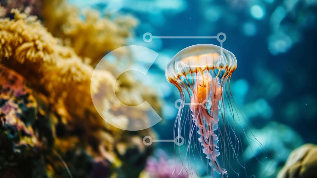 Intra Συλλεκτικό Ξύλινο Παζλ Plywood  4mm - Υποβρύχια μέδουσα - Ωκεάνια ζωή και θαλάσσια ποικιλομορφία Σε Ξύλινο Κουτί - Διαστάσεις: 10x10 cm – 25 κομμάτια