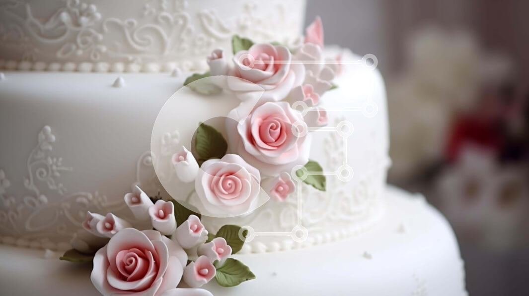 Intra Συλλεκτικό Ξύλινο Παζλ Plywood  4mm - Κομψή γαμήλια τούρτα τριών επιπέδων με ροζ τριαντάφυλλα Σε Ξύλινο Κουτί - Διαστάσεις: 10x10 cm – 25 κομμάτια