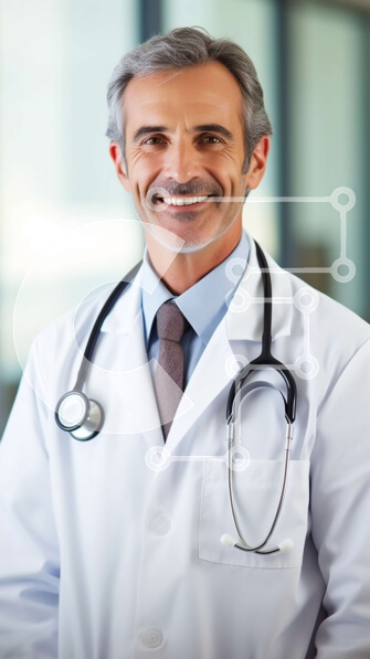 Intra Συλλεκτικό Ξύλινο Παζλ Plywood  4mm - Επαγγελματίας γιατρός με φόντο θέα στην πόλη Σε Ξύλινο Κουτί - Διαστάσεις Puzzle: 10x10 cm – 25 κομμάτια