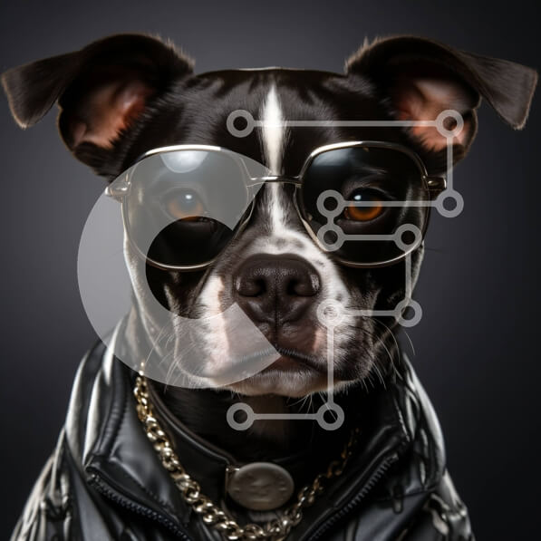 Intra Συλλεκτικό Ξύλινο Παζλ Plywood  4mm - Καταπληκτική εικόνα ενός κομψού σκύλου με γυαλιά ηλίου και δερμάτινο μπουφάν Σε Ξύλινο Κουτί - Διαστάσεις: 10x10 cm – 25 κομμάτια