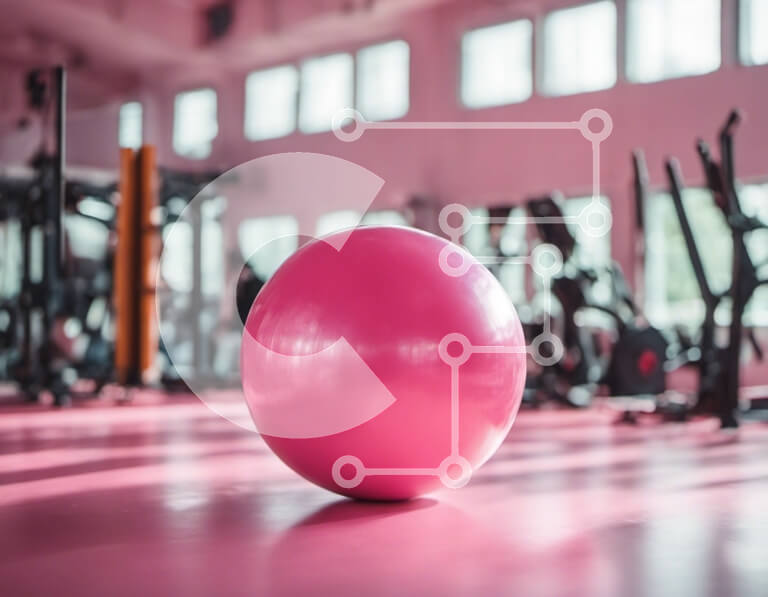 Intra Συλλεκτικό Ξύλινο Παζλ Plywood  4mm - Ροζ μπάλα γυμναστικής στο γυμναστήριο Σε Ξύλινο Κουτί - Διαστάσεις Puzzle: 10x10 cm – 25 κομμάτια