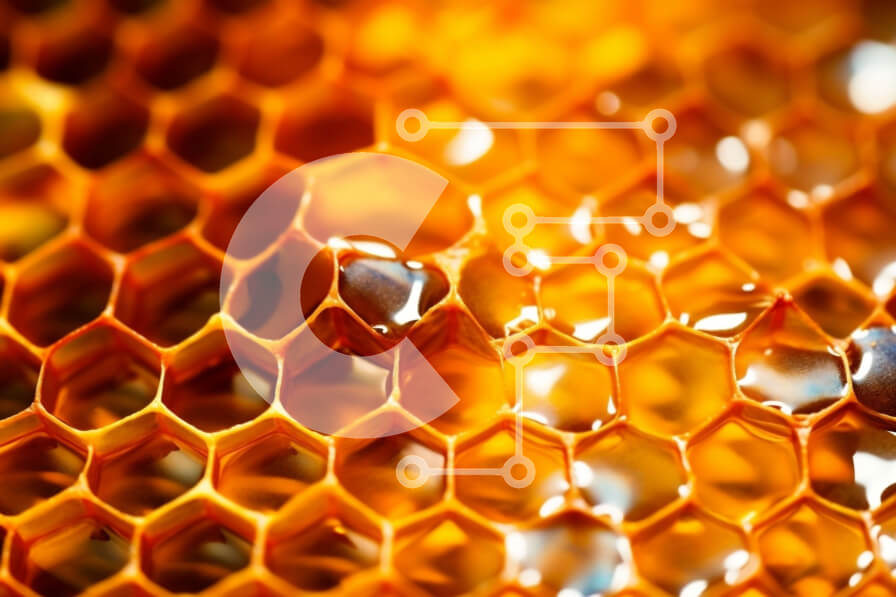 Intra Συλλεκτικό Ξύλινο Παζλ Plywood  4mm - Γλυκιά και άφθονη κινηματογράφηση σε πρώτο πλάνο της κηρήθρας με το χρυσό μέλι ορατό στα κελιά Σε Ξύλινο Κουτί - Διαστάσεις: 10x10 cm – 25 κομμάτια