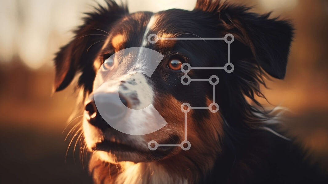 Σετ των 2 Intra Συλλεκτικό Ξύλινο Παζλ Plywood  4mm - Κοντινό πλάνο του προσώπου ενός σκύλου με καφέ και λευκό παλτό Σε Ξύλινο Κουτί - Διαστάσεις: 10x10 cm – 25 κομμάτια