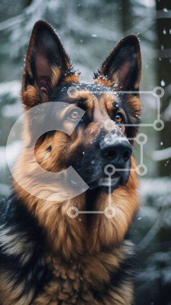 Σετ των 2 Intra Συλλεκτικό Ξύλινο Παζλ Plywood  4mm - Γερμανικός Ποιμενικός Σκύλος στο Χιονισμένο Δάσος Σε Ξύλινο Κουτί - Διαστάσεις: 10x10 cm – 25 κομμάτια