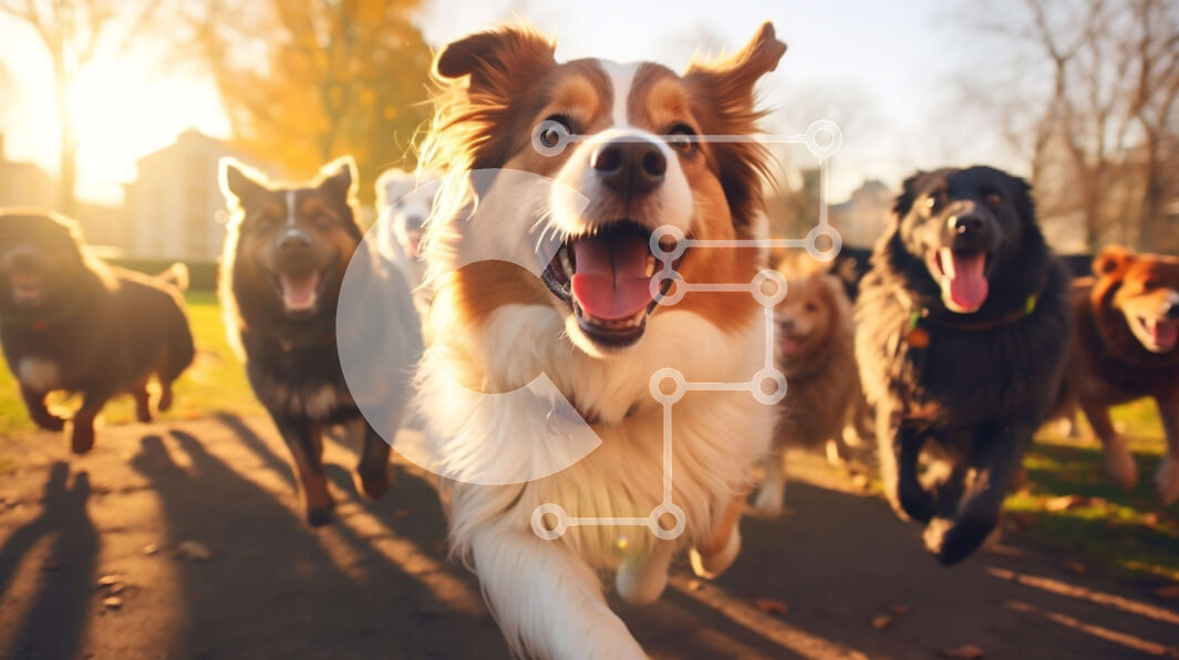 Intra Συλλεκτικό Ξύλινο Παζλ Plywood  4mm - Σκύλοι που τρέχουν μαζί σε ένα πάρκο Σε Ξύλινο Κουτί - Διαστάσεις: 10x10 cm – 25 κομμάτια