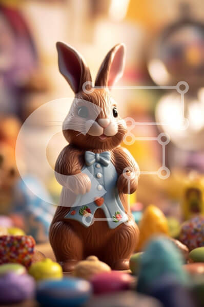 Intra Συλλεκτικό Ξύλινο Παζλ Plywood  4mm - Νόστιμα Πασχαλινά κεράσματα - Σοκολατένιο λαγουδάκι με πολύχρωμα πασχαλινά αυγά Σε Ξύλινο Κουτί - Διαστάσεις: 10x10 cm – 25 κομμάτια