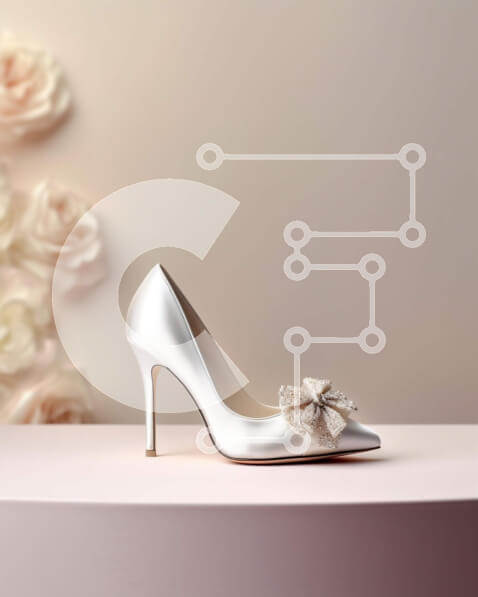 Intra Συλλεκτικό Ξύλινο Παζλ Plywood  4mm - Κομψά και κομψά λευκά ψηλοτάκουνα παπούτσια με λεπτομέρεια φιόγκου Σε Ξύλινο Κουτί - Διαστάσεις Puzzle: 10x10 cm – 25 κομμάτια