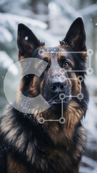 Σετ των 2 Intra Συλλεκτικό Ξύλινο Παζλ Plywood  4mm - Γερμανικός Ποιμενικός Σκύλος στο Χιόνι Σε Ξύλινο Κουτί - Διαστάσεις: 10x10 cm – 25 κομμάτια