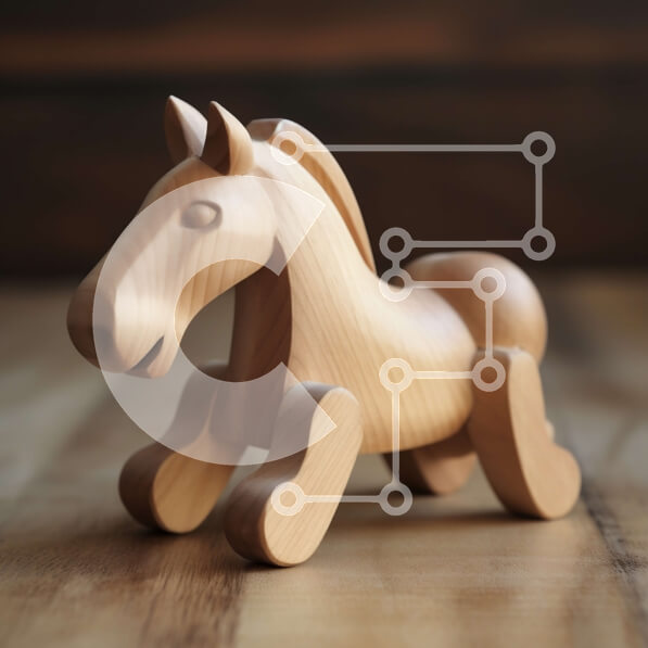 Intra Συλλεκτικό Ξύλινο Παζλ Plywood  4mm - Όμορφο ξύλινο παιχνίδι αλόγων σε ένα ρουστίκ ξύλινο τραπέζι Σε Ξύλινο Κουτί - Διαστάσεις: 10x10 cm – 25 κομμάτια