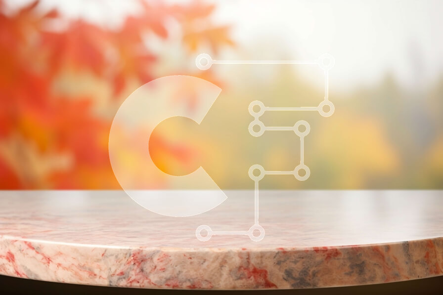 Intra Συλλεκτικό Ξύλινο Παζλ Plywood  4mm - Κόκκινη μαρμάρινη επιτραπέζια επιφάνεια σε ξύλινη βάση με φόντο το φθινοπωρινό δάσος Σε Ξύλινο Κουτί - Διαστάσεις: 10x10 cm – 25 κομμάτια