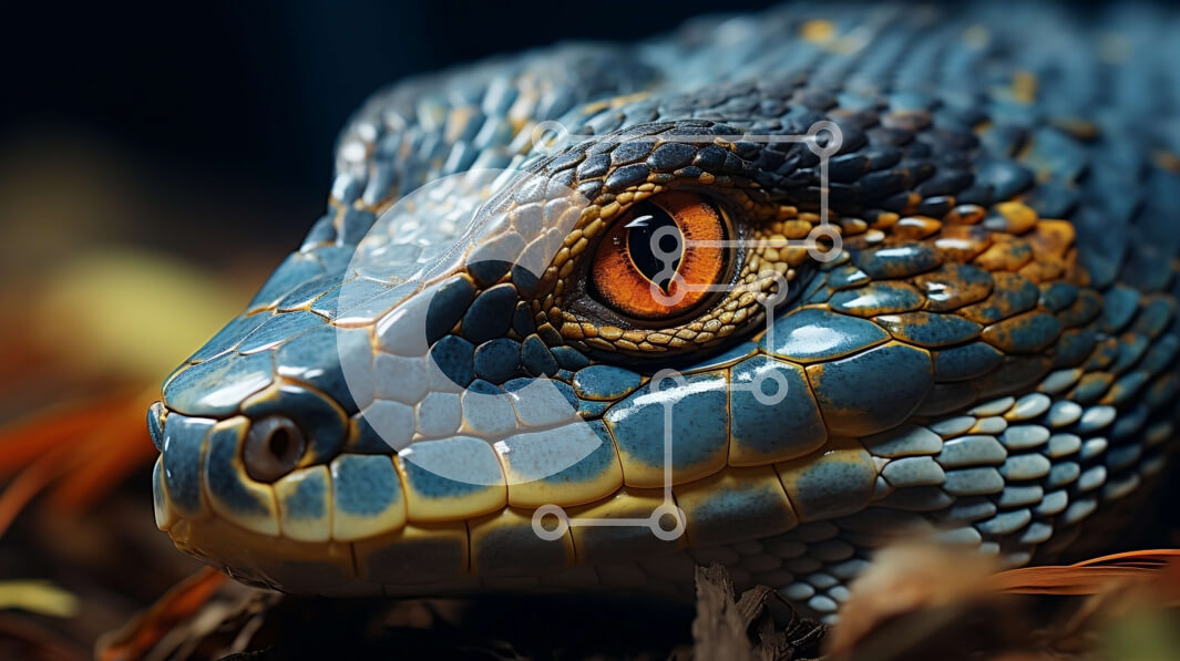 Σετ των 2 Intra Συλλεκτικό Ξύλινο Παζλ Plywood  4mm - Εκπληκτική φωτογραφία από κοντά μιας μπλε και πορτοκαλί σαύρας Σε Ξύλινο Κουτί - Διαστάσεις: 10x10 cm – 25 κομμάτια