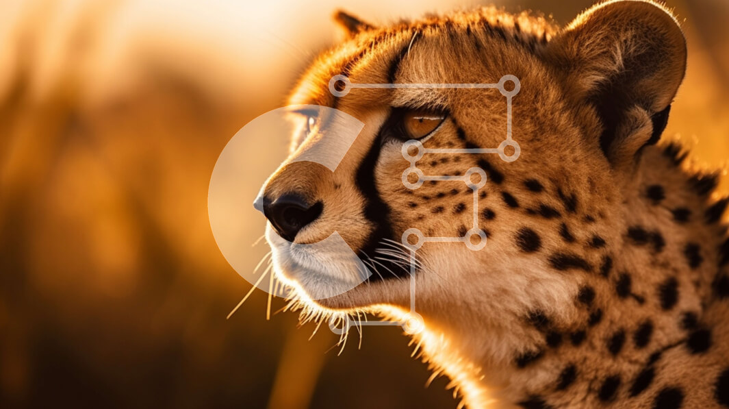 Σετ των 2 Intra Συλλεκτικό Ξύλινο Παζλ Plywood  4mm - Κοντινό πλάνο ενός στοχαστικού τσιτάχ στο γρασίδι Σε Ξύλινο Κουτί - Διαστάσεις: 10x10 cm – 25 κομμάτια