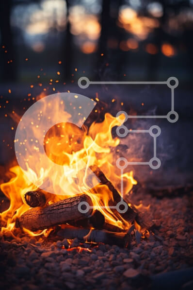 Σετ των 2 Intra Συλλεκτικό Ξύλινο Παζλ Plywood  4mm - Φωτιά που καίει σε ένα ξέφωτο δάσους στο ηλιοβασίλεμα Σε Ξύλινο Κουτί - Διαστάσεις: 10x10 cm – 25 κομμάτια