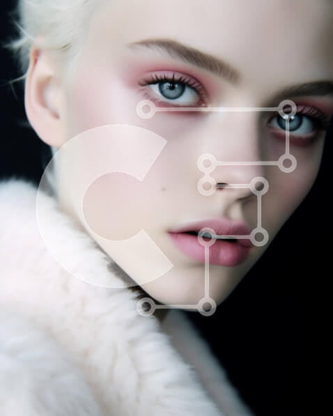 Intra Συλλεκτικό Ξύλινο Παζλ Plywood  4mm - Ξανθιά γυναίκα που φορά λευκό γούνινο παλτό και ροζ σκιά ματιών Σε Ξύλινο Κουτί - Διαστάσεις Puzzle: 10x10 cm – 25 κομμάτια