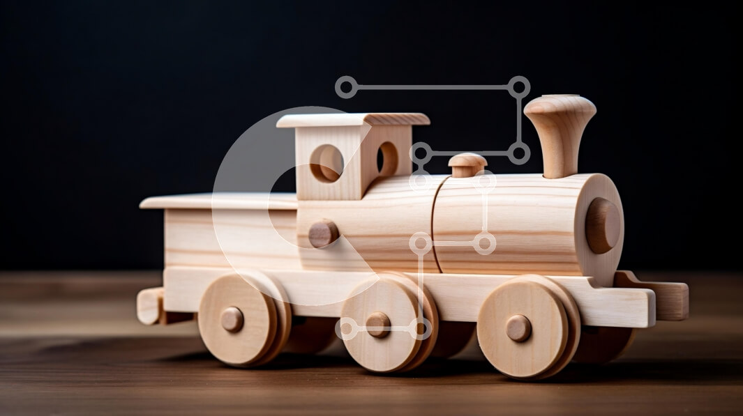 Intra Συλλεκτικό Ξύλινο Παζλ Plywood  4mm - Αξιολάτρευτο ξύλινο τρένο παιχνιδιών σε ρουστίκ ξύλινη επιφάνεια Σε Ξύλινο Κουτί - Διαστάσεις Puzzle: 10x10 cm – 25 κομμάτια