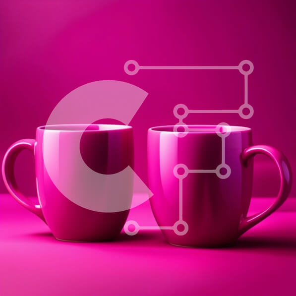 Intra Συλλεκτικό Ξύλινο Παζλ Plywood  4mm - Όμορφη εικόνα δύο ροζ κούπες σε ροζ φόντο Σε Ξύλινο Κουτί - Διαστάσεις Puzzle: 10x10 cm – 25 κομμάτια