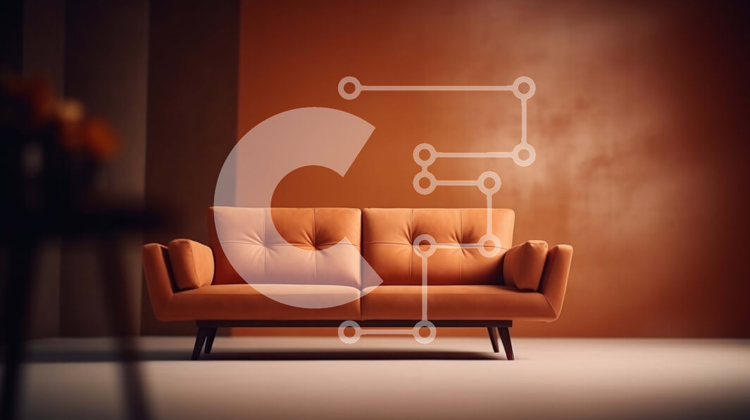 Intra Συλλεκτικό Ξύλινο Παζλ Plywood  4mm - Πορτοκαλί δερμάτινος καναπές σε καφέ δωμάτιο Σε Ξύλινο Κουτί - Διαστάσεις Puzzle: 10x10 cm – 25 κομμάτια