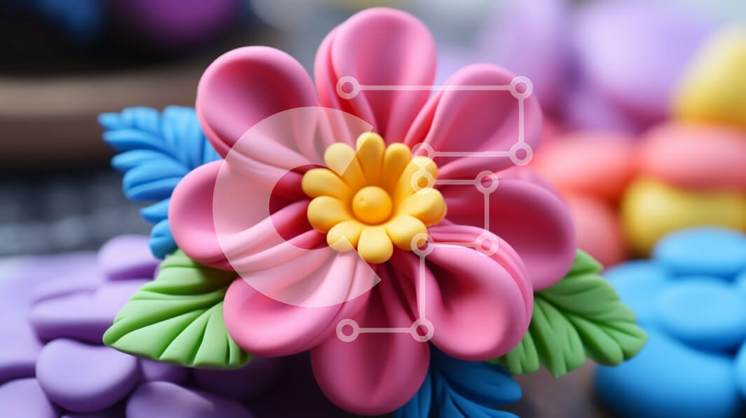 Intra Συλλεκτικό Ξύλινο Παζλ Plywood  4mm - Πολύχρωμο λουλούδι από πολυμερή πηλό Σε Ξύλινο Κουτί - Διαστάσεις: 10x10 cm – 25 κομμάτια