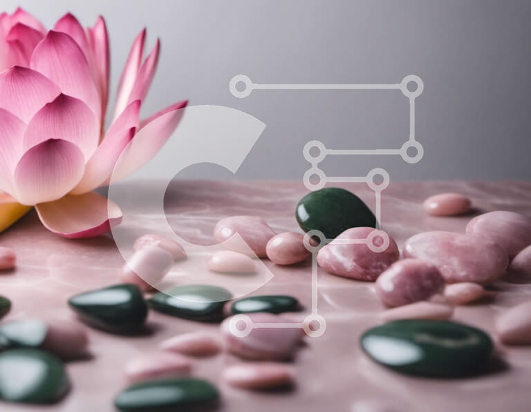 Intra Συλλεκτικό Ξύλινο Παζλ Plywood  4mm - Ροζ λουλούδι λωτού σε πέτρες και βότσαλα Σε Ξύλινο Κουτί - Διαστάσεις: 10x10 cm – 25 κομμάτια