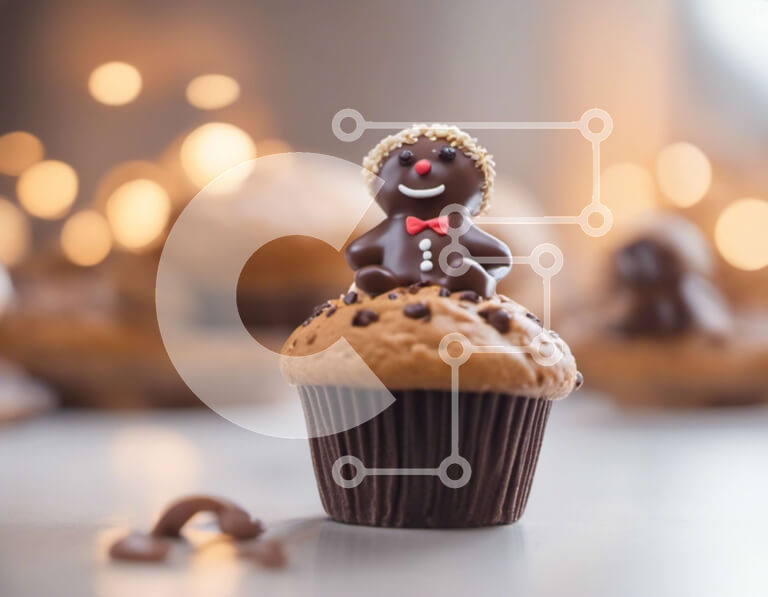 Σετ των 2 Intra Συλλεκτικό Ξύλινο Παζλ Plywood  4mm - Λαχταριστό Cupcake σοκολάτας με στολίδι από Gingerbread Man Σε Ξύλινο Κουτί - Διαστάσεις: 10x10 cm – 25 κομμάτια