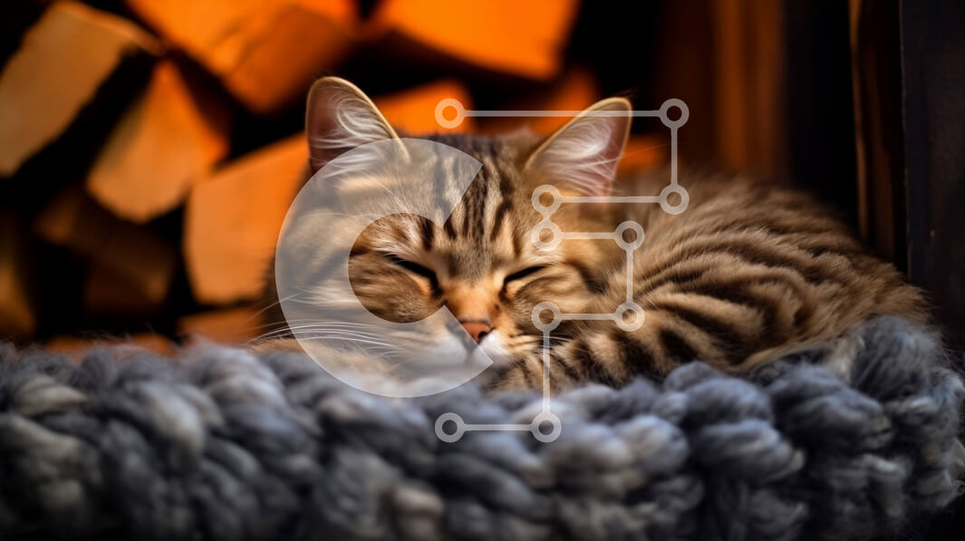 Σετ των 2 Intra Συλλεκτικό Ξύλινο Παζλ Plywood  4mm - Γάτα που κοιμάται δίπλα στο τζάκι Σε Ξύλινο Κουτί - Διαστάσεις: 10x10 cm – 25 κομμάτια