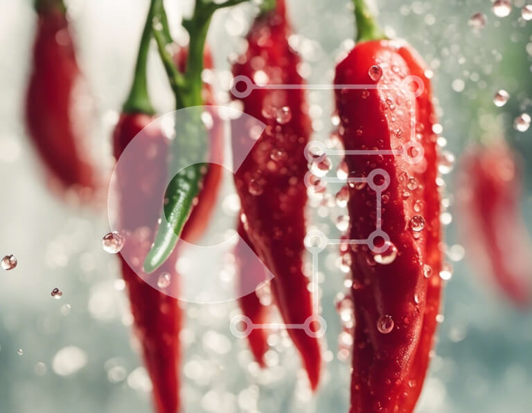 Σετ των 2 Intra Συλλεκτικό Ξύλινο Παζλ Plywood  4mm - Φρέσκες κόκκινες πιπεριές τσίλι με σταγονίδια νερού Σε Ξύλινο Κουτί - Διαστάσεις: 10x10 cm – 25 κομμάτια