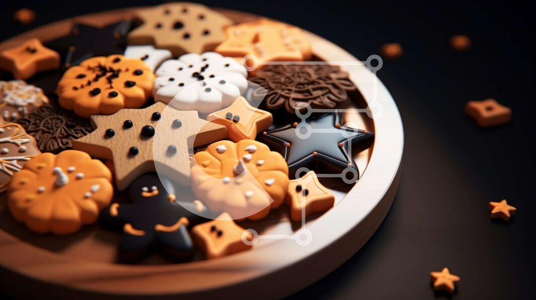 Σετ των 2 Intra Συλλεκτικό Ξύλινο Παζλ Plywood  4mm - Πολύχρωμα διακοσμημένα μπισκότα σε ένα μπολ Σε Ξύλινο Κουτί - Διαστάσεις: 10x10 cm – 25 κομμάτια