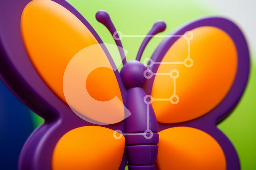 Intra Συλλεκτικό Ξύλινο Παζλ Plywood  4mm - Πολύχρωμο γλυπτό πεταλούδων σε πρώτο πλάνο Σε Ξύλινο Κουτί - Διαστάσεις Puzzle: 10x10 cm – 25 κομμάτια