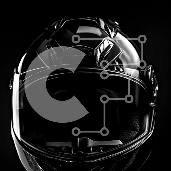 Intra Συλλεκτικό Ξύλινο Παζλ Plywood  4mm - Κομψό ασπρόμαυρο κράνος μοτοσυκλέτας σε μαύρο φόντο Σε Ξύλινο Κουτί - Διαστάσεις Puzzle: 10x10 cm – 25 κομμάτια