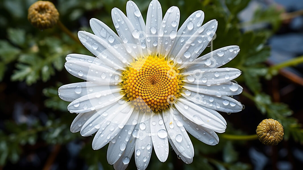 Intra Συλλεκτικό Ξύλινο Παζλ Plywood  4mm - Όμορφη κινηματογράφηση σε πρώτο πλάνο μιας λευκής μαργαρίτας με σταγονίδια νερού Σε Ξύλινο Κουτί - Διαστάσεις: 10x10 cm – 25 κομμάτια