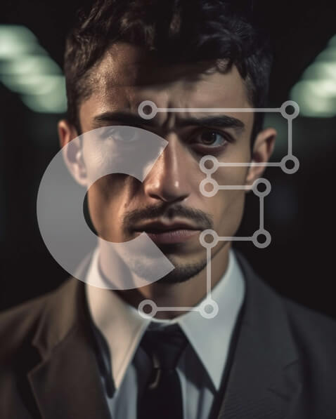 Intra Συλλεκτικό Ξύλινο Παζλ Plywood  4mm - Επαγγελματίας επιχειρηματίας με μαύρο κοστούμι και λευκό πουκάμισο που στέκεται στο δωμάτιο με χαμηλό φωτισμό Σε Ξύλινο Κουτί - Διαστάσεις Puzzle: 10x10 cm – 25 κομμάτια