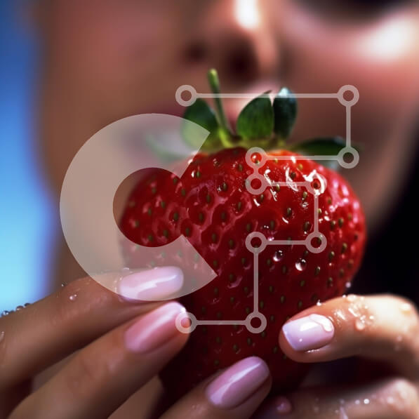 Σετ των 2 Intra Συλλεκτικό Ξύλινο Παζλ Plywood  4mm - Γυναίκα που κρατά μια φρέσκια φράουλα Σε Ξύλινο Κουτί - Διαστάσεις: 10x10 cm – 25 κομμάτια