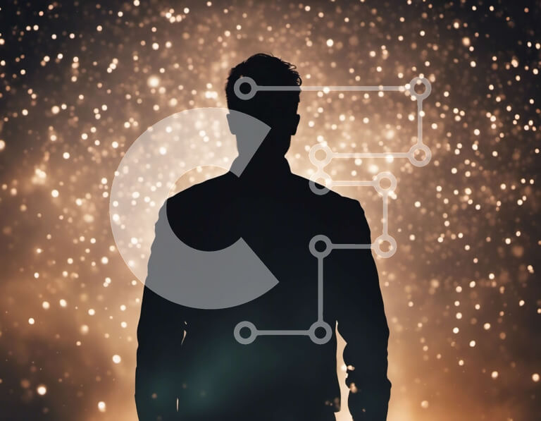 Intra Συλλεκτικό Ξύλινο Παζλ Plywood  4mm - Άνθρωπος σιλουέτα σε φωτισμένο φόντο Σε Ξύλινο Κουτί - Διαστάσεις Puzzle: 10x10 cm – 25 κομμάτια