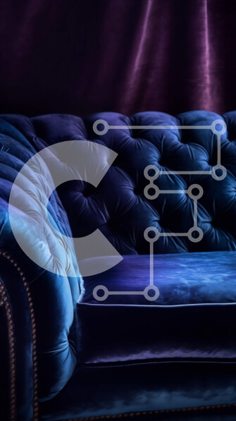 Intra Συλλεκτικό Ξύλινο Παζλ Plywood  4mm - Κομψός μπλε βελούδινος καναπές με χρυσά καρφιά Σε Ξύλινο Κουτί - Διαστάσεις Puzzle: 10x10 cm – 25 κομμάτια