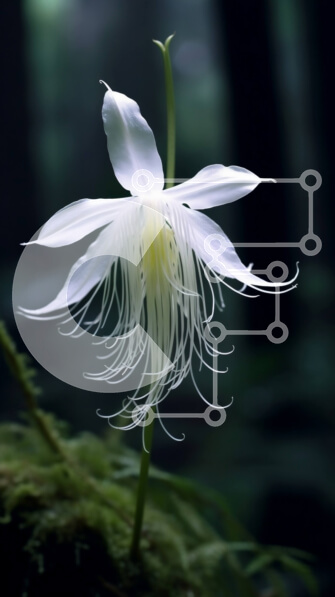 Σετ των 2 Intra Συλλεκτικό Ξύλινο Παζλ Plywood  4mm - Όμορφη εικόνα ενός λευκού λουλουδιού με μακριά πέταλα και κίτρινο κέντρο σε ένα σκοτεινό δάσος Σε Ξύλινο Κουτί - Διαστάσεις: 10x10 cm – 25 κομμάτια