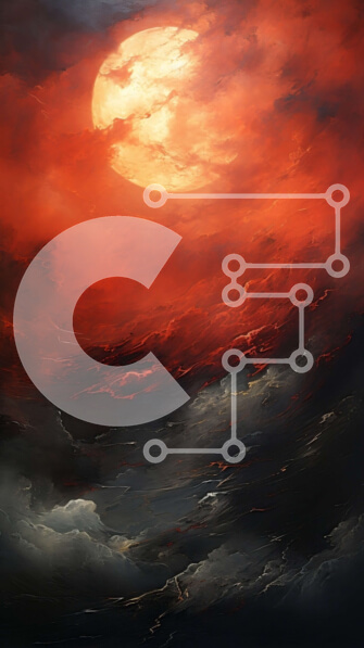 Σετ των 2 Intra Συλλεκτικό Ξύλινο Παζλ Plywood  4mm - Ηλιοβασίλεμα με έναν μεγάλο κόκκινο ήλιο και σκοτεινά σύννεφα Σε Ξύλινο Κουτί - Διαστάσεις: 10x10 cm – 25 κομμάτια