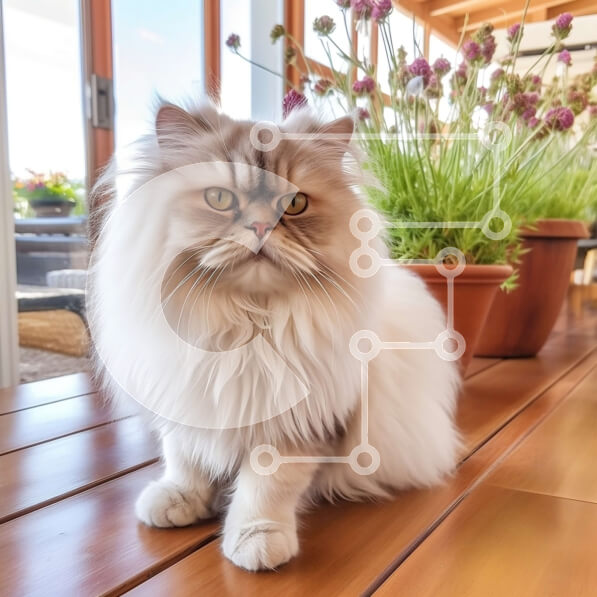 Intra Συλλεκτικό Ξύλινο Παζλ Plywood  4mm - Αξιολάτρευτη εικόνα της χνουδωτής λευκής γάτας που κάθεται μπροστά από το παράθυρο με φυτά σε γλάστρες Σε Ξύλινο Κουτί - Διαστάσεις: 10x10 cm – 25 κομμάτια