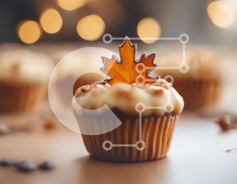 Σετ των 2 Intra Συλλεκτικό Ξύλινο Παζλ Plywood  4mm - Λαχταριστά Cupcakes με Φθινοπωρινά Διακοσμητικά Σε Ξύλινο Κουτί - Διαστάσεις: 10x10 cm – 25 κομμάτια