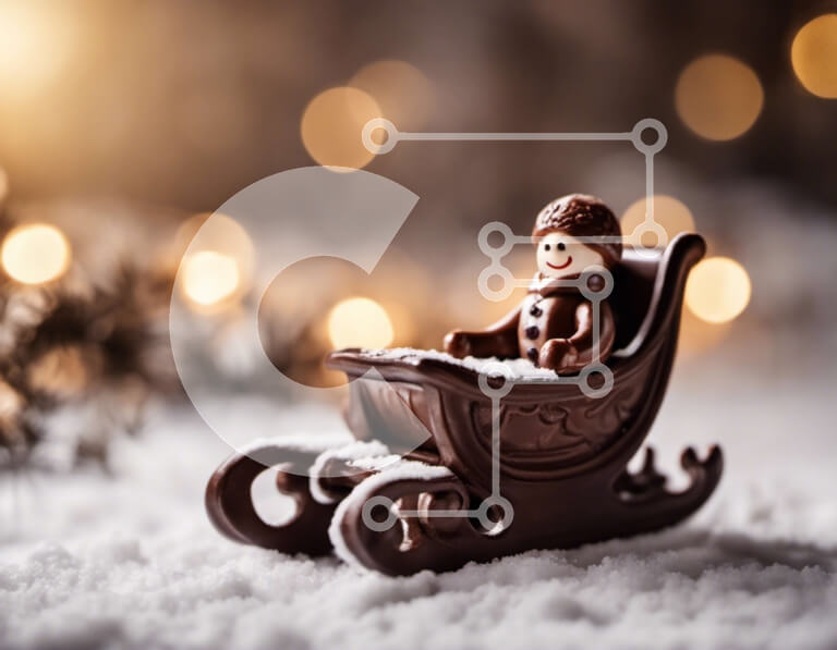 Intra Συλλεκτικό Ξύλινο Παζλ Plywood  4mm - Ειδώλιο σοκολάτας διακοπών σε φόντο χιονιού Σε Ξύλινο Κουτί - Διαστάσεις: 10x10 cm – 25 κομμάτια