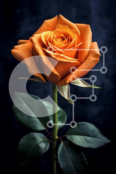 Σετ των 2 Intra Συλλεκτικό Ξύλινο Παζλ Plywood  4mm - Εκπληκτική εικόνα ενός ενιαίου πορτοκαλί τριαντάφυλλου σε σκούρο φόντο Σε Ξύλινο Κουτί - Διαστάσεις: 10x10 cm – 25 κομμάτια