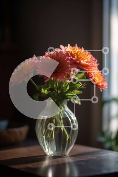 Σετ των 2 Intra Συλλεκτικό Ξύλινο Παζλ Plywood  4mm - Όμορφη εικόνα με ροζ λουλούδια σε ένα βάζο μια ηλιόλουστη μέρα Σε Ξύλινο Κουτί - Διαστάσεις: 10x10 cm – 25 κομμάτια