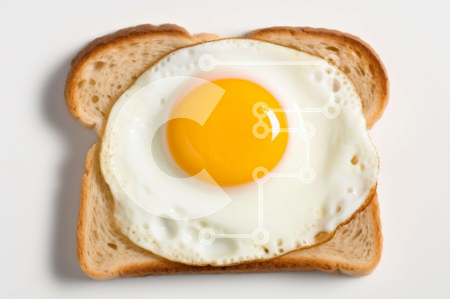 Σετ των 2 Intra Συλλεκτικό Ξύλινο Παζλ Plywood  4mm - Νόστιμο φρυγανισμένο ψωμί με φρεσκοτηγανισμένο αυγό Σε Ξύλινο Κουτί - Διαστάσεις: 10x10 cm – 25 κομμάτια