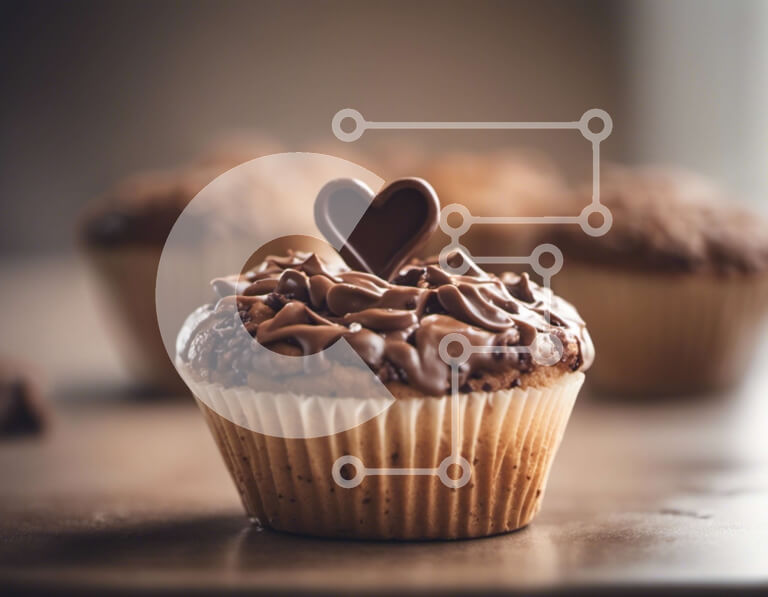 Σετ των 2 Intra Συλλεκτικό Ξύλινο Παζλ Plywood  4mm - Λαχταριστά Cupcakes σοκολάτας με φαγώσιμα διακοσμητικά καρδιάς Σε Ξύλινο Κουτί - Διαστάσεις: 10x10 cm – 25 κομμάτια