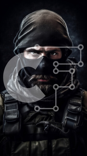 Intra Συλλεκτικό Ξύλινο Παζλ Plywood  4mm - Σοβαρός άντρας με Μπαλακλάβα και κουκούλα σε μια σκοτεινή νύχτα Σε Ξύλινο Κουτί - Διαστάσεις Puzzle: 10x10 cm – 25 κομμάτια