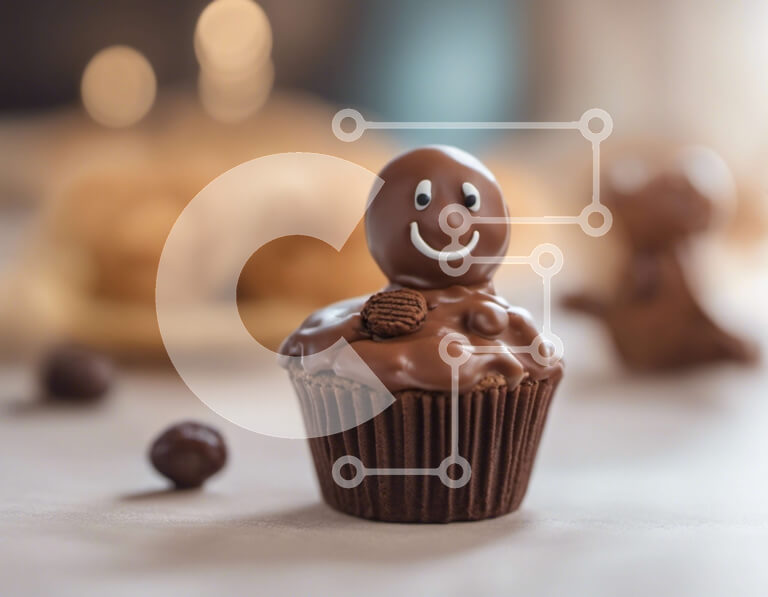 Σετ των 2 Intra Συλλεκτικό Ξύλινο Παζλ Plywood  4mm - Λαχταριστό Cupcake με Διακόσμηση με μελόψωμο άντρα Σε Ξύλινο Κουτί - Διαστάσεις: 10x10 cm – 25 κομμάτια