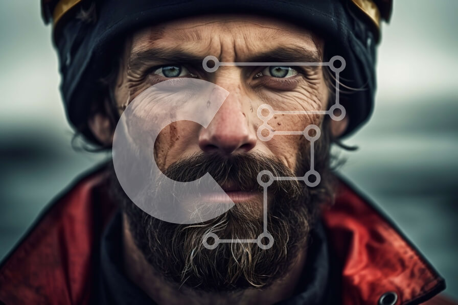 Intra Συλλεκτικό Ξύλινο Παζλ Plywood  4mm - Σοβαρός άντρας με γένια και κράνος με κόκκινο σακάκι και μαύρο παντελόνι Σε Ξύλινο Κουτί - Διαστάσεις Puzzle: 10x10 cm – 25 κομμάτια